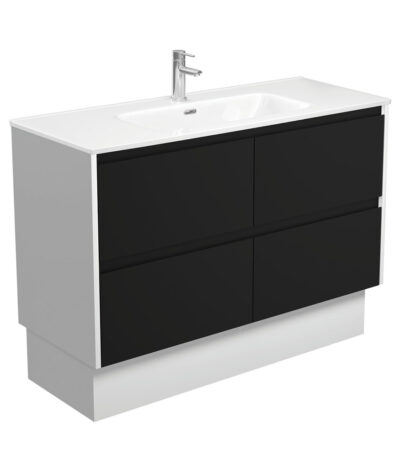 Joli Amato 1200 Satin Black Vanity On Kick, Satin White Panels
