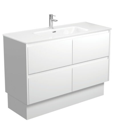 Joli Amato 1200 Satin White Vanity On Kick