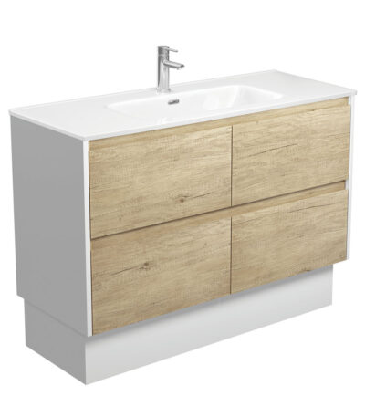 Joli Amato 1200 Scandi Oak Vanity On Kick, Satin White Panels