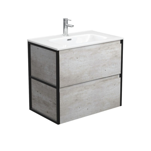 Joli Amato 750 Industrial Wall-Hung Vanity, Matte Black Frames