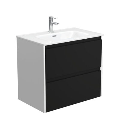 Joli Amato 750 Satin Black Wall-Hung Vanity, Satin White Panels