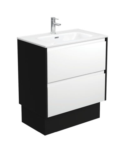 Joli Amato 750 Satin White Vanity On Kick, Satin Black Panels