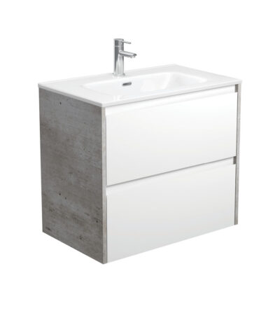 Joli Amato 750 Satin White Wall-Hung Vanity, Industrial Panels