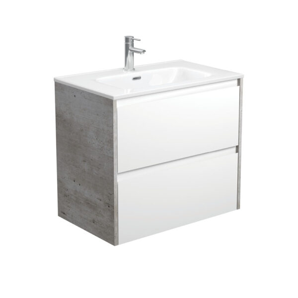 Joli Amato 750 Satin White Wall-Hung Vanity, Industrial Panels