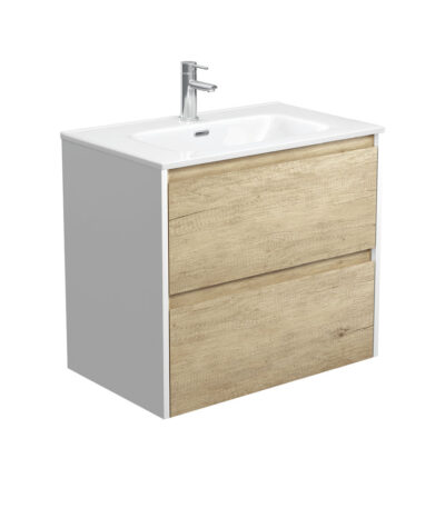 Joli Amato 750 Scandi Oak Wall-Hung Vanity, Satin White Panels