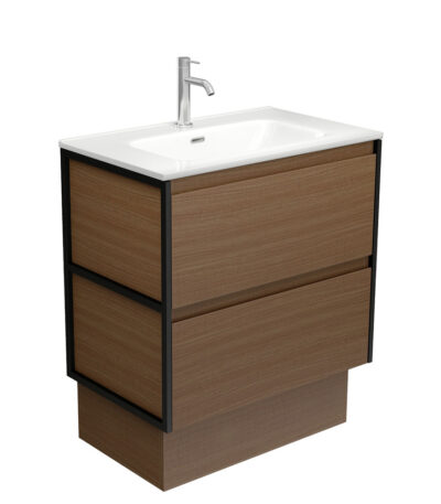Joli Amato 750 Walnut Vanity On Kick, Matte Black Frames