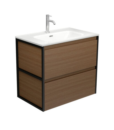 Joli Amato 750 Walnut Wall Hung Vanity, Matte Black Frames