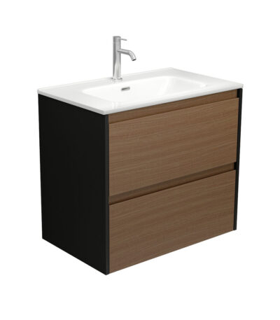 Joli Amato 750 Walnut Wall Hung Vanity, Satin Black Panels