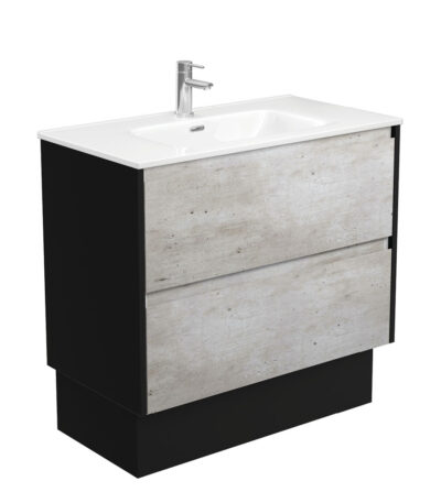 Joli Amato 900 Industrial Vanity On Kick, Satin Black Panels