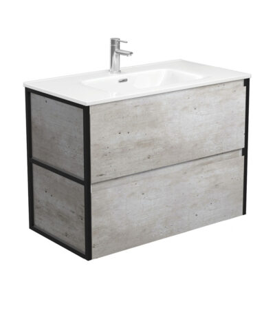 Joli Amato 900 Industrial Wall-Hung Vanity, Matte Black Frames