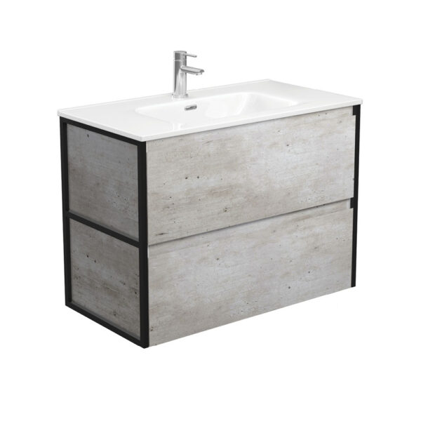 Joli Amato 900 Industrial Wall-Hung Vanity, Matte Black Frames