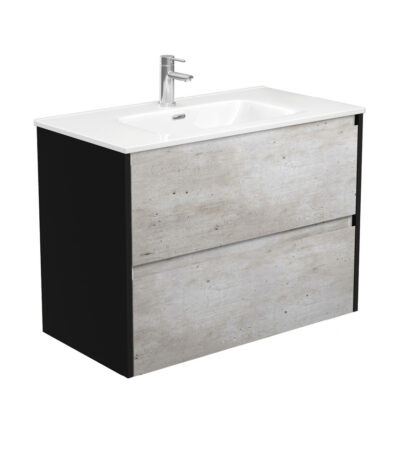 Joli Amato 900 Industrial Wall-Hung Vanity, Satin Black Panels