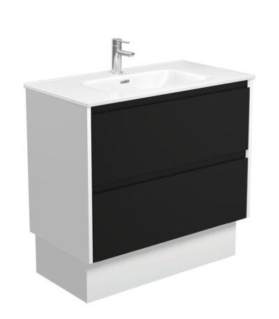 Joli Amato 900 Satin Black Vanity On Kick, Satin White Panels