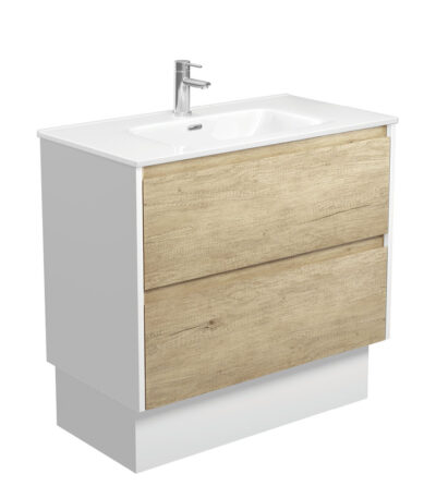 Joli Amato 900 Scandi Oak Vanity On Kick, Satin White Panels