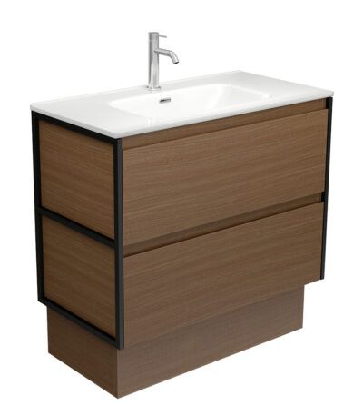 Joli Amato 900 Walnut Vanity On Kick, Matte Black Frames