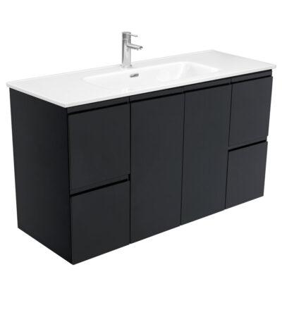 Joli Fingerpull Satin Black 1200 Wall-Hung Vanity