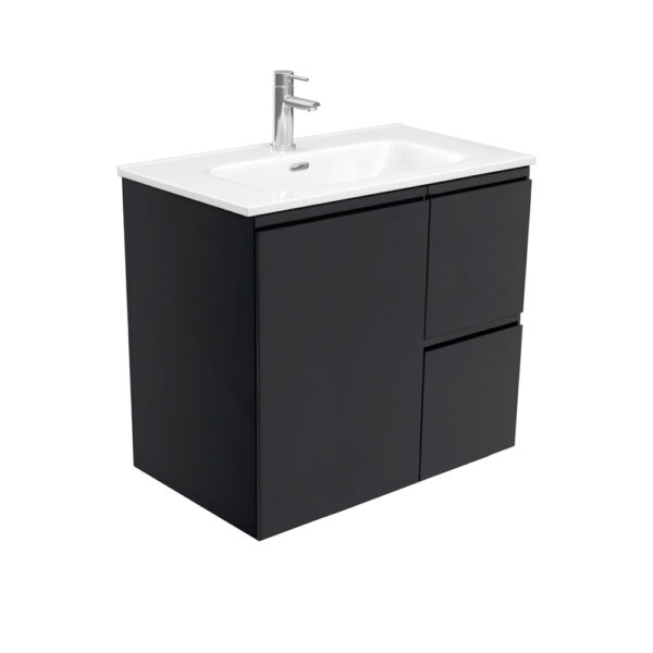 Joli Fingerpull Satin Black 750 Wall-Hung Vanity