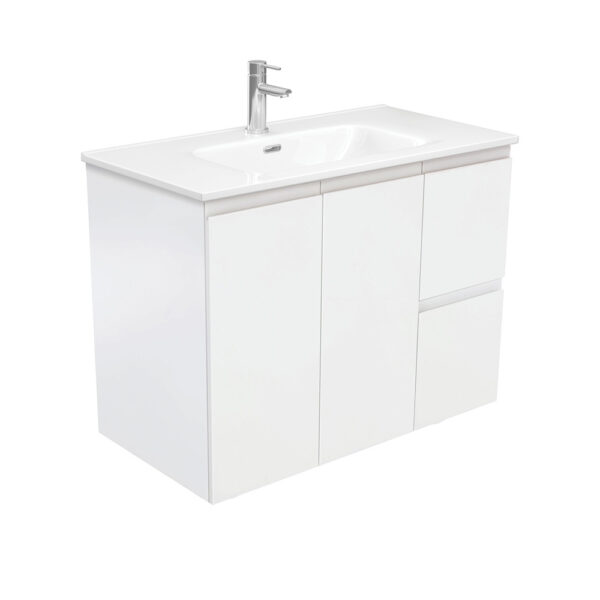 Joli Fingerpull Satin White 900 Wall-Hung Vanity