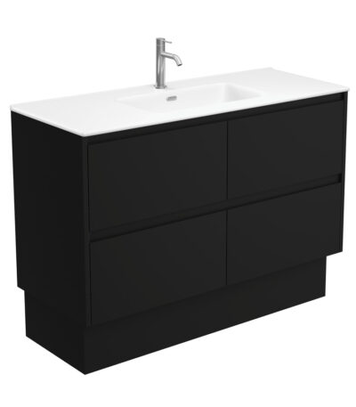 Joli Matte Amato Satin Black 1200 Vanity On Kickboard with Satin Black Panels