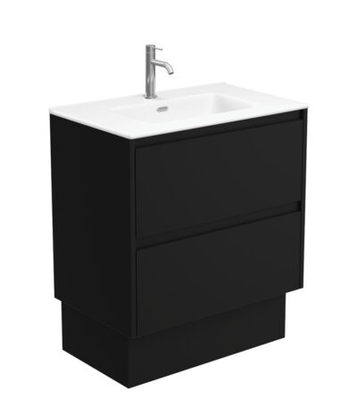 Joli Matte Amato Satin Black 750 Vanity On Kickboard with Satin Black Panels
