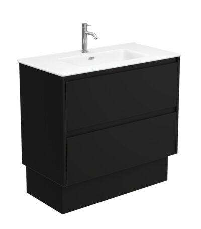 Joli Matte Amato Satin Black 900 Vanity On Kickboard with Satin Black Panels