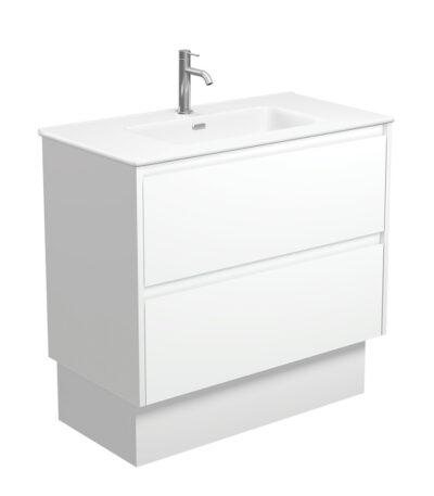 Joli Matte Amato Satin White 900 Vanity On Kickboard with Satin White Panels