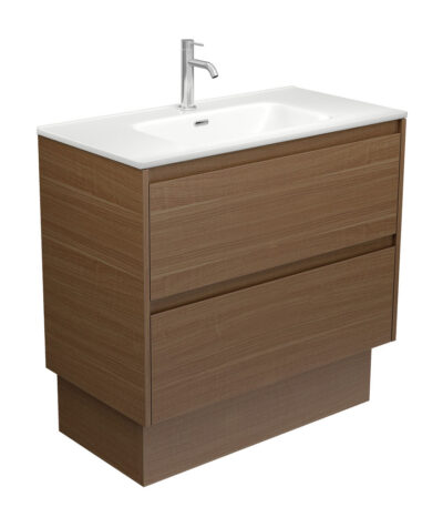 Joli Matte Amato Walnut 900 Vanity on Kickboard with Walnut Panels