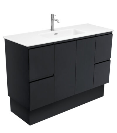Joli Matte Fingerpull Satin Black 1200 Vanity On Kickboard