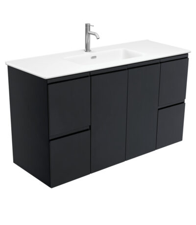 Joli Matte Fingerpull Satin Black 1200 Wall Hung Vanity