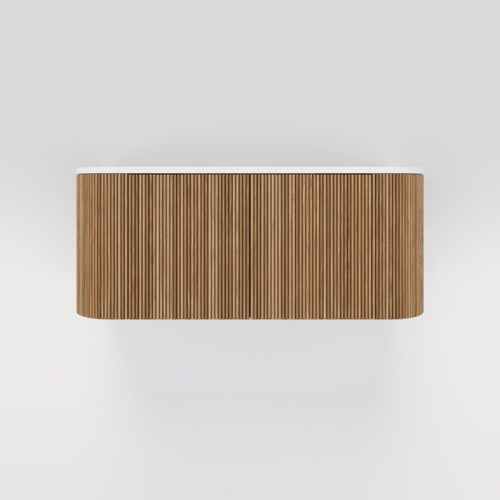 Kairi Curved Fluted Vanity 1164mm - Oak Timber