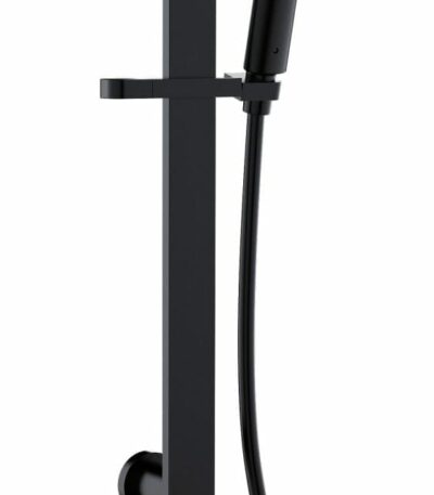 Kara Sliding Shower Rail with Integrated Water Inlet - Matt Black | HPA11-301D-B