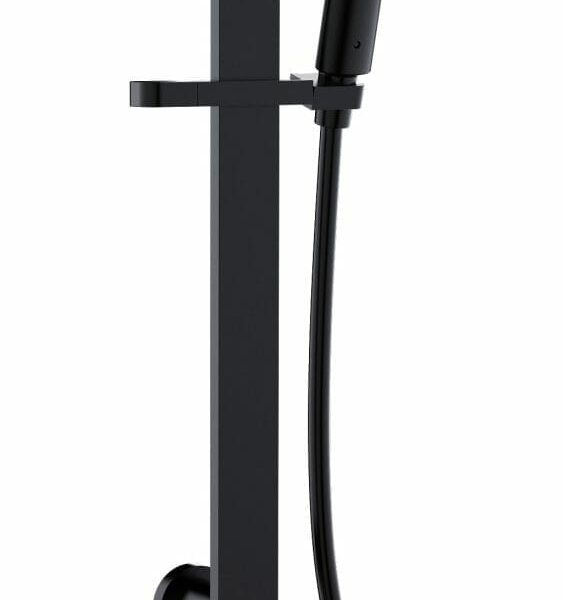 Kara Sliding Shower Rail with Integrated Water Inlet - Matt Black | HPA11-301D-B