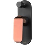 Kara Wall Mixer With Diverter - Black & Rose Gold Handle | HYB11-501MB-R