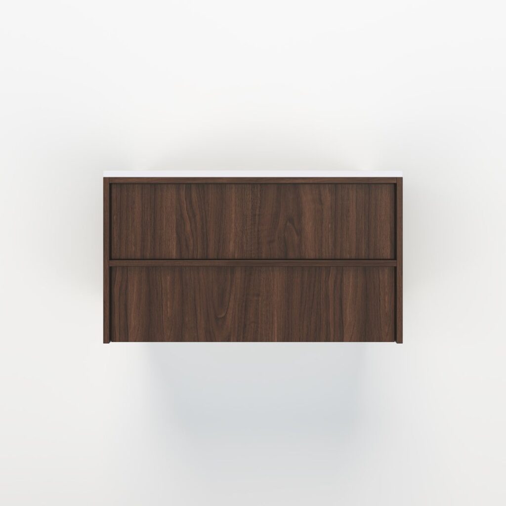 Kasumi 2-Drawer Vanity 900mm - Dark Oak - 1 Cut-Out