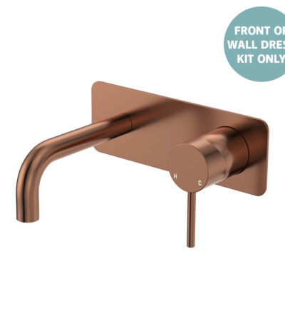 Kaya Basin/Bath Wall Mixer Dress Kit, Rectangular Plate, 130mm Outlet, Brushed Copper
