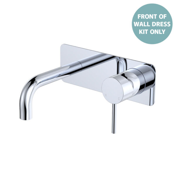Kaya Basin/Bath Wall Mixer Dress Kit, Rectangular Plate, 130mm Outlet, Chrome