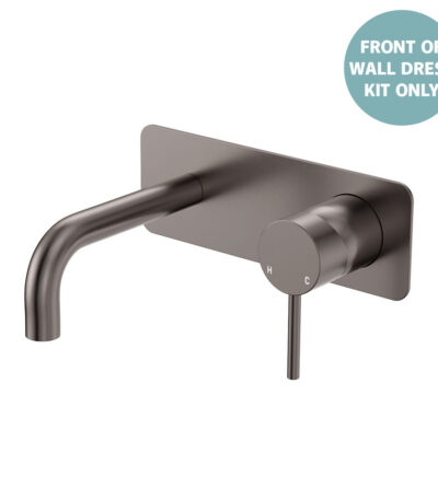 Kaya Basin/Bath Wall Mixer Dress Kit, Rectangular Plate, 130mm Outlet, Gun Metal