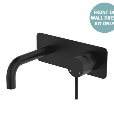 Kaya Basin/Bath Wall Mixer Dress Kit, Rectangular Plate, 130mm Outlet, Matte Black