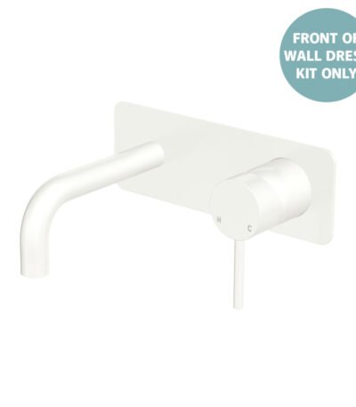 Kaya Basin/Bath Wall Mixer Dress Kit, Rectangular Plate, 130mm Outlet, Matte White