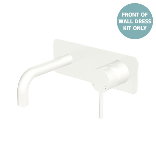 Kaya Basin/Bath Wall Mixer Dress Kit, Rectangular Plate, 130mm Outlet, Matte White