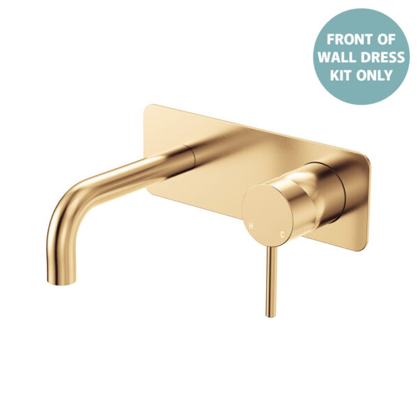 Kaya Basin/Bath Wall Mixer Dress Kit, Rectangular Plate, 130mm Outlet, Urban Brass