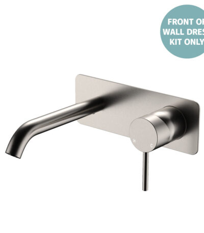 Kaya Basin/Bath Wall Mixer Dress Kit, Rectangular Plate, 160mm Outlet, Brushed Nickel
