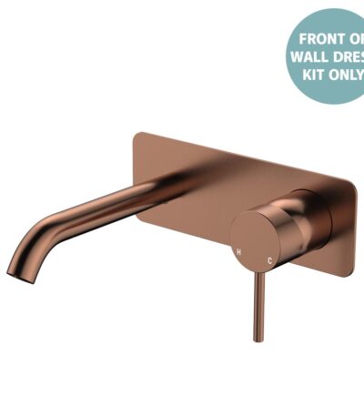 Kaya Basin/Bath Wall Mixer Dress Kit, Rectangular Plate, 160mm Outlet, Brushed Copper