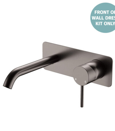 Kaya Basin/Bath Wall Mixer Dress Kit, Rectangular Plate, 160mm Outlet, Gun Metal