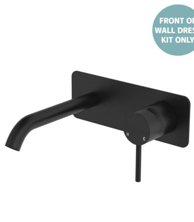 Kaya Basin/Bath Wall Mixer Dress Kit, Rectangular Plate, 160mm Outlet, Matte Black
