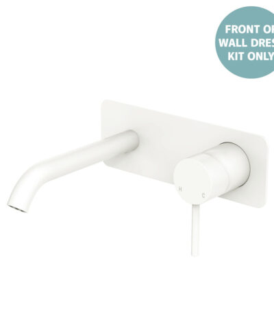 Kaya Basin/Bath Wall Mixer Dress Kit, Rectangular Plate, 160mm Outlet, Matte White