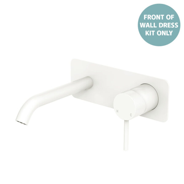 Kaya Basin/Bath Wall Mixer Dress Kit, Rectangular Plate, 160mm Outlet, Matte White