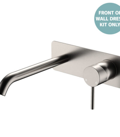 Kaya Basin/Bath Wall Mixer Dress Kit, Rectangular Plate, 200mm Outlet, Brushed Nickel