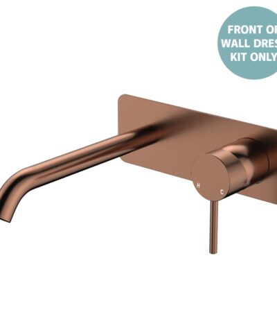 Kaya Basin/Bath Wall Mixer Dress Kit, Rectangular Plate, 200mm Outlet, Brushed Copper
