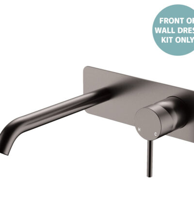 Kaya Basin/Bath Wall Mixer Dress Kit, Rectangular Plate, 200mm Outlet, Gun Metal